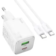 HOCO N41 hálózati töltő USB+Type-C aljzat 20W PD gyorstöltő 3.0 FEHÉR