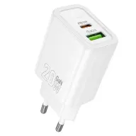 HOCO N61 mains charger USB+Type-C socket 20W PD fast charger 3.0 WHITE
