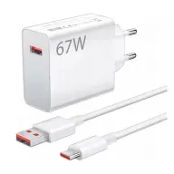 XIAOMI hálózati töltő USB aljzat 67W. PD gyorstöltő + Type-C kábel. FEHÉR OEM