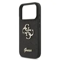 GUESS PU Fixed Glitter 4G Metal Logo tok Apple iPhone 17 Pro / iPhone 18 Pro fekete
