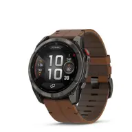 GARMIN Fenix 8 Pro Amoled Sapphire 51mm karbonszürke DLC Titanium barna bőr- és fekete/szürke szilikon szíjjal (ED XD)