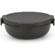 BRABANTIA Make & Take Salad Bowl salátástál. 1300 ml. szivárgás- és légmentes záródás. bepattintós (clip-on) zárómechanizmus. kerek forma. műanyag. sötétszürke - 206344