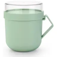 BRABANTIA Make & Take Soup Mug leveses bögre. 600 ml. hőálló fogantyú. beépített gőzkieresztő szelep. felső tárolórekesz. szivárgás- és légmentes záródás. BPA mentes műanyag. jáde zöld - 203862