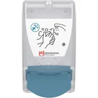 SCJP Proline Cleanse Antimicrobial fertőtlenítő habszappan adagoló nyomógombos OxyBAC és OxyBAC EXTRA antimikrobiális kézmosó patronokhoz. manuális. 1L. ABS műanyag. színtelen/türkizkék