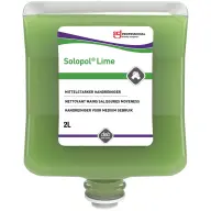 SCJP Solopol Lime Medium-Heavy Duty ipari kézmosó közepesen makacs olajos. zsíros szennyeződésekre. kukoricacsutka őrleménnyel. erős tisztítóhatás: 4/5. Heavy Duty adagolóhoz. 2L patron