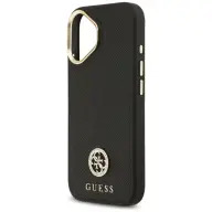 GUESS 4G Grained Strass logós MagSafe tok Apple iPhone 17 fekete-arany