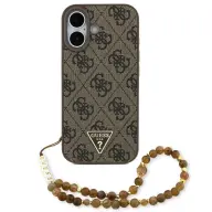 GUESS 4G Strap háromszög logós MagSafe tok karpánttal Apple iPhone 17 barna-arany