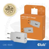 CLUB3D 2-Pack USB C Charger 30 Watt fehér