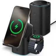 SPIGEN Apple Watch Series 11 42mm SPIGEN EF223MS asztali töltőállvány 3in1 15W Apple Watch töltő FEKETE