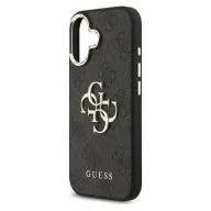 GUESS iPhone 17 GUESS 4G BIG CLASSIC LOGO szilikon telefonvédő ütésállóság bőr hatású hátlap FEKETE/ARANY