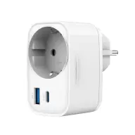 GEMBIRD 2-port USB fast charger with pass-through AC socket 20W Weiß