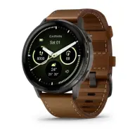 GARMIN Venu 4 45mm sötétszürke fekete szilikon- és barna bőrszíjjal (ED XD)