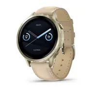 GARMIN Venu 4 41mm Lunar Gold csontszínű szilikon- és homokszínű bőrszíjjal (ED XD)