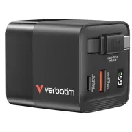 VERBATIM GaN Wall Charger 65W 2 Port with Retractable Cable crno