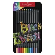 FABER-CASTELL Black Edition Színes ceruza készlet háromszögletű fémdobozban 12 szín