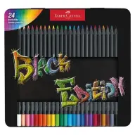 FABER-CASTELL Black Edition Színes ceruza készlet háromszögletű fémdobozban 24 szín