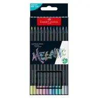 FABER-CASTELL Black Edition Színes ceruza készlet háromszögletű 12 metál szín