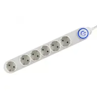SOMOGYI ELECTRONIC NV 06TK/WH/1.5 Talpkapcsolós elosztó világító kapcsolóval 6 aljzat 1.5 m fehér