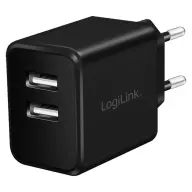 LOGILINK USB power socket adapter 2x USB-Port 12W fekete