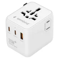 GEMBIRD TPA-1A2C20-01-W travel adapter white