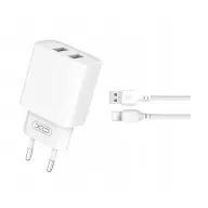 XO CE34 Hálózati töltő szett 12W +Lightning kábel fehér