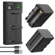 K-F CONCEPT Portable dupla USB-C rechargeable battery NP-F970 charger + 2pcs NP-F970 rechargeable battery 6600mAh