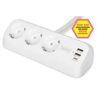 DIGITUS DA-70626 desktop power strip 3 outlets 2x USB-A 1x USB-C 1.5m white