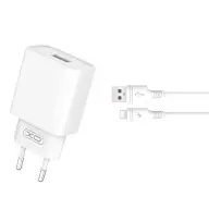 XO CE02D wall charger 18W + USB Type C cable white