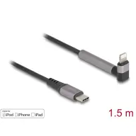 DELOCK Adat és töltő kábel USB Type-C - Lightning iPhone . iPad . iPod eszközökhöz hajlított álló funkcióval. fekete és 1.5 m hosszú. Mfi