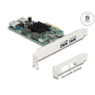 DELOCK PCI Express x4 kártya - 2 x külső USB 5 Gbps A-típusú és 2 x belső USB 5 Gbps A-típusú kettős csatorna - alacsony profilú formatényező