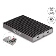 DELOCK USB Type-C kettős kombinált külső ház 2 x M.2 NVMe PCIe vagy SATA SSD-hez - eszköz nélkül csatlakoztatható