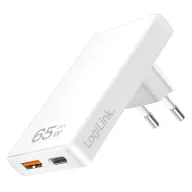 LOGILINK Kettős USB aljzat adapter. 65 W. USB-A. USB-C. extra vékony. fehér