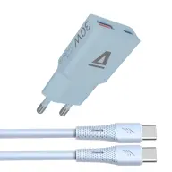 AVAX CH6415 30W GaN charger and 60W USB-C silicone cable bundle light blue