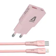AVAX CH6418 încărcător GaN 30W și cablu USB-C–Lightning din silicon roz