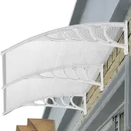 Műanyag előtető 240 x 90 cm dupla transzparens fehér színű fali tartóelemekkel