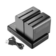 NEEWER 2db 6600mAh Li-ion csereakkumulátor kettős USB töltővel NW-F970