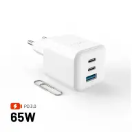 FIXED Mini 2xUSB-C/USB-A GaN Travel Charger 65W Weiß FIXCG65M-2C1A-WH