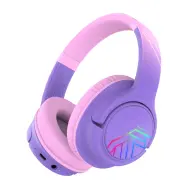 POWERLOCUS Bobo Bluetooth fejhallgató gyerekeknek hangerőszabályzóval lila/rózsaszín pwl-bobo-nonearspurplepin