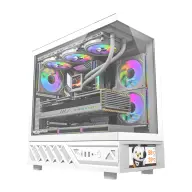 DARKFLASH DS950V számítógépház kijelzővel fehér + 6 db ventilátor