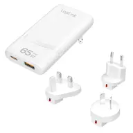 LOGILINK Dual USB încărcător de călătorie GaN 65W 1x USB-C (PD) USB-A (QC) alb PA0376