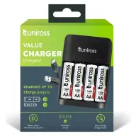 UNIROSS UCU010 Ni-MH töltőszett USB-C + 4x1300mAh AA UCU010A