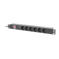 LANBERG PDU tápcsík 19" 1U 6x Schuko schwarz