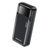 AWEI PA-92 vésztöltő USB+2 Type-C aljzat 20000mAh 22.5W LED kijelző fekete