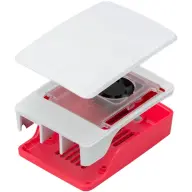 RASPBERRY PI 5 piros műanyag ház PWM ventilátorral SC1159
