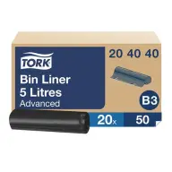 TORK Hulladékgyűjtő zsák 5 l B3 rendszer 50db/tekercs fekete 204040