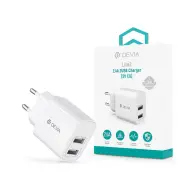 DEVIA Lite2 2.4A 5V EU 2xUSB hálózati töltő adapter fehér ST140813