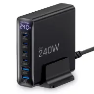 TECH-PROTECT DC240W 6 portos desktop charger adapter GaN PD QC3.0 240W black SP114548