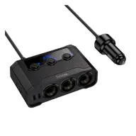 HOCO Z64 szivargyújtó adapter 3 szivargyújtó+2 USB+2 Type-C 240W PD gyorstöltés fekete