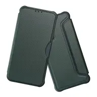 GIGAPACK Flip oldalra nyíló asztali tartós tok Samsung Galaxy A27 5G karbon mintás sötétzöld GP-191780