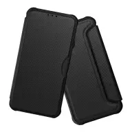 GIGAPACK Samsung Galaxy A27 5G tok álló bőr hatású flip karbon mintás fekete GP-191782